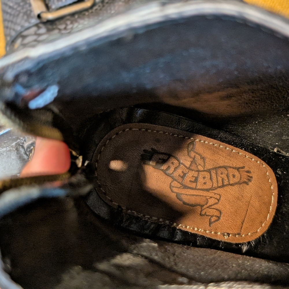 Freebird by Steven Black Faux Snakeskin Buckle Ankle Boots - Picture 8 of 8